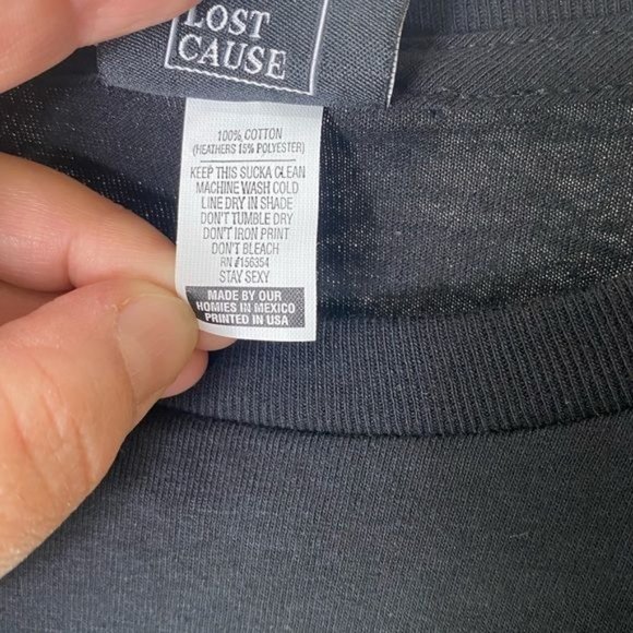 A Lost Cause mens graphic T-shirt Happy Daze flower with Joint black size Large - Picture 4 of 5